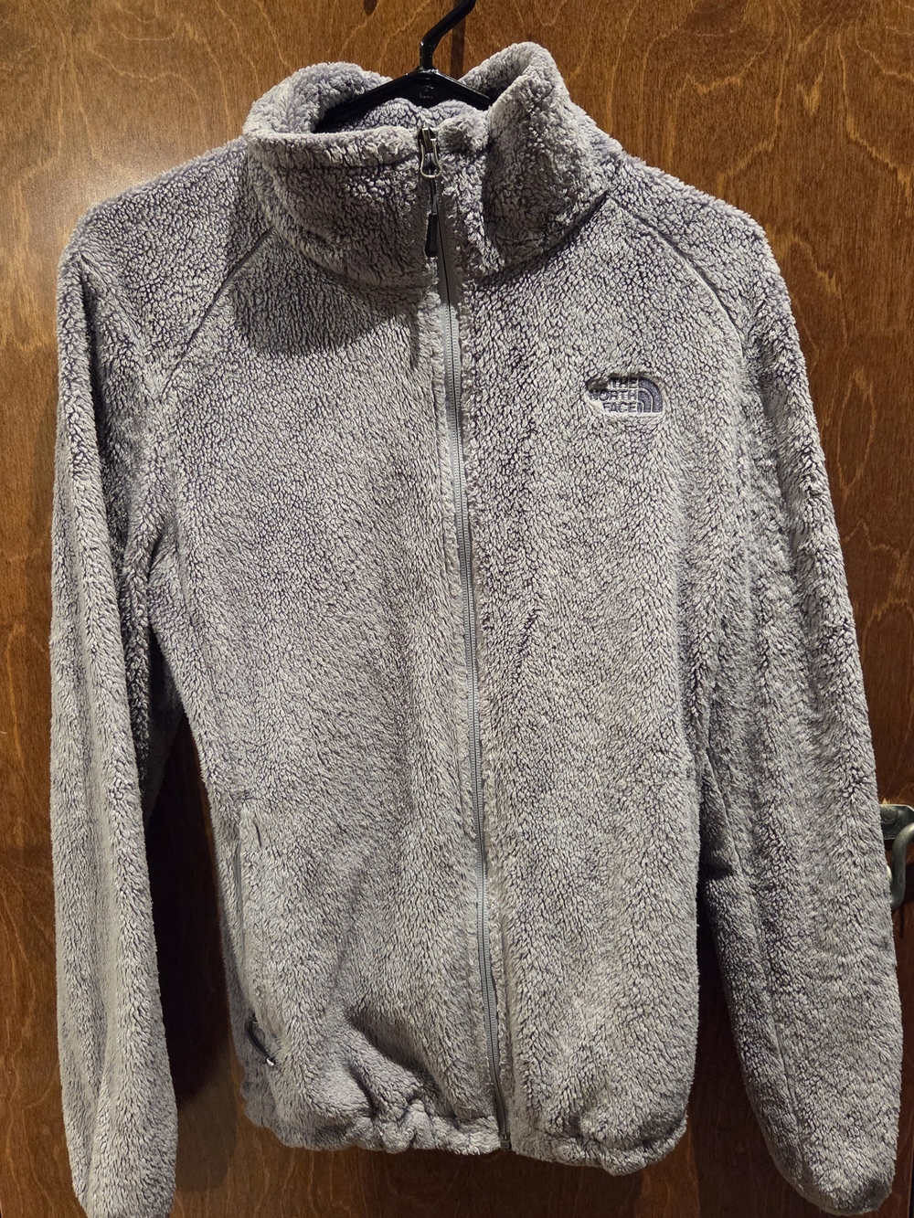 The North Face Women's Gray Plush Full-Zip Teddy Jacket